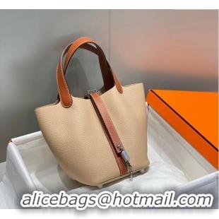 Grade Design Hermes Picotin Lock Bag 18cm in Patchwork Grained Leather H6015 Coat Beige/Brown