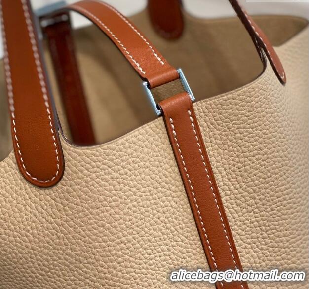 Grade Design Hermes Picotin Lock Bag 18cm in Patchwork Grained Leather H6015 Coat Beige/Brown