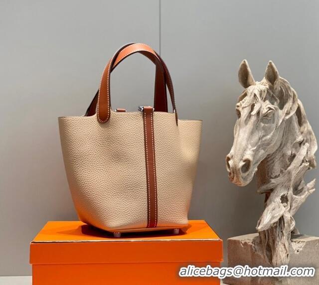 Grade Design Hermes Picotin Lock Bag 18cm in Patchwork Grained Leather H6015 Coat Beige/Brown