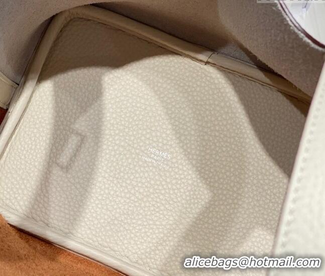 Big Discount Hermes Picotin Lock Bag 18cm in Patchwork Grained Leather H6015 Cream White/Brown