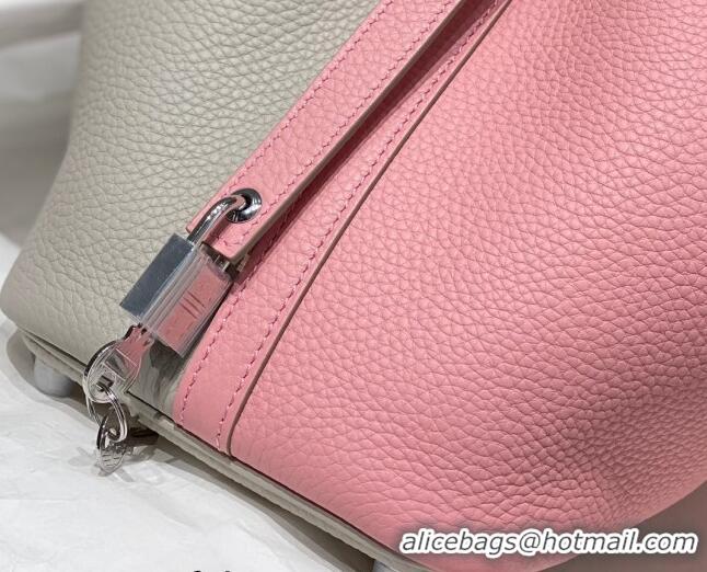 Low Price Hermes Picotin Lock Bag 18cm in Patchwork Grained Leather H6015 Pearly Grey/Cream Pink