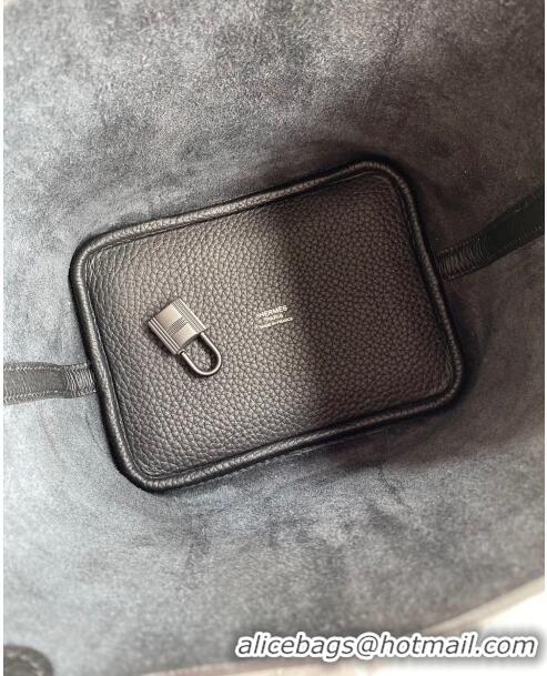 Inexpensive Hermes Picotin Lock Bag 18cm/22cm in Taurillon Clemence Leather H0701 So Black (Full Handmade)