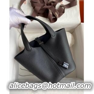 Discount Hermes Picotin Lock Bag 18cm/22cm in Taurillon Clemence Leather H0701 So Black (Full Handmade)