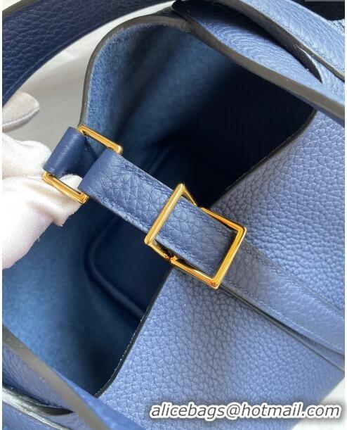 Custom Hermes Picotin Lock Bag 18cm/22cm in Taurillon Clemence Leather H0701Deep Blue/Gold (Full Handmade)