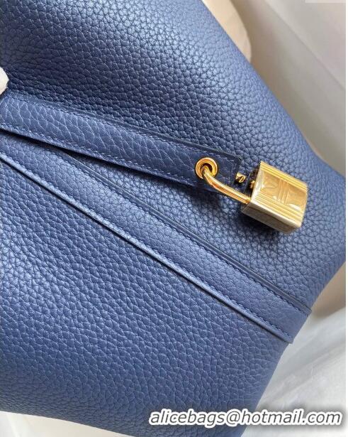 Custom Hermes Picotin Lock Bag 18cm/22cm in Taurillon Clemence Leather H0701Deep Blue/Gold (Full Handmade)