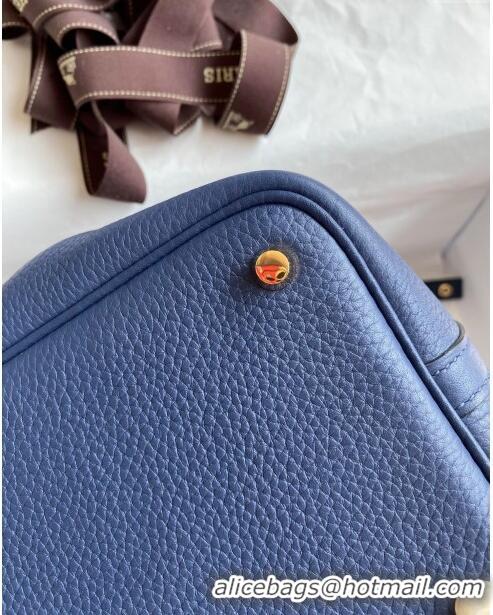 Custom Hermes Picotin Lock Bag 18cm/22cm in Taurillon Clemence Leather H0701Deep Blue/Gold (Full Handmade)