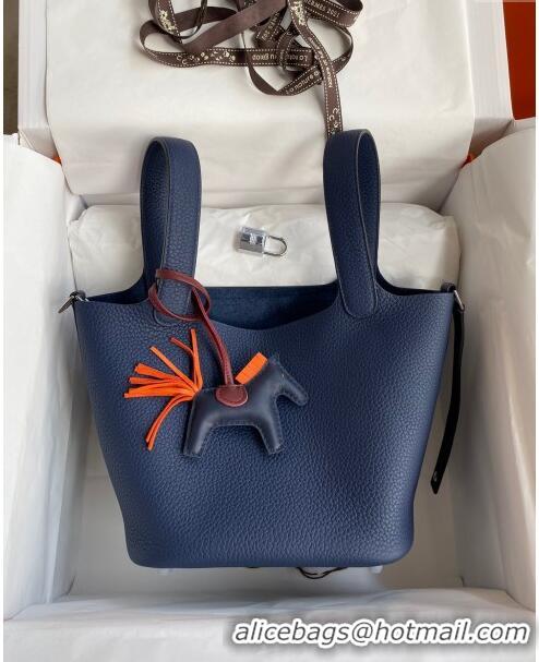 Top Quality Hermes Picotin Lock Bag 18cm/22cm in Taurillon Clemence Leather H0701 Deep Blue/Silver (Full Handmade)