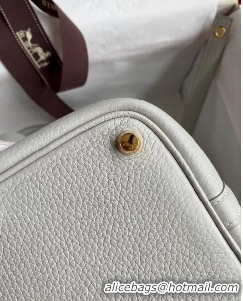 Pretty Style Hermes Picotin Lock Bag 18cm/22cm in Taurillon Clemence Leather H0701 Pearl Grey/Gold (Full Handmade)