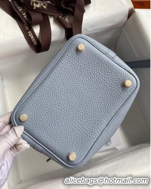 Best Luxury Hermes Picotin Lock Bag 18cm/22cm in Taurillon Clemence Leather H0701 Flaxen Blue/Gold (Full Handmade)