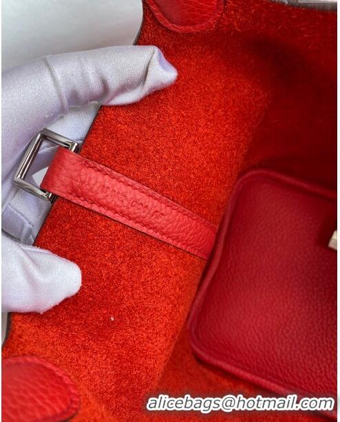 Shop Best Hermes Picotin Lock Bag 18cm/22cm in Taurillon Clemence Leather H0701 Red/Silver (Full Handmade)