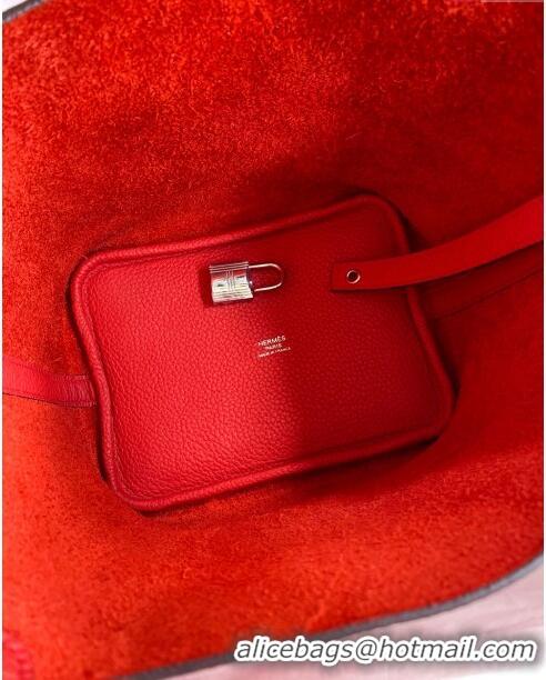 Shop Best Hermes Picotin Lock Bag 18cm/22cm in Taurillon Clemence Leather H0701 Red/Silver (Full Handmade)