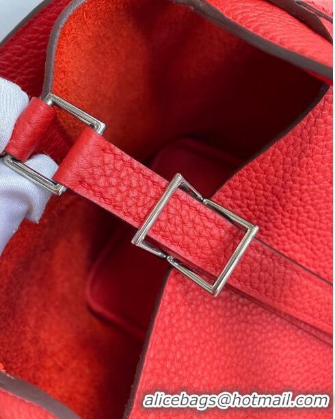 Shop Best Hermes Picotin Lock Bag 18cm/22cm in Taurillon Clemence Leather H0701 Red/Silver (Full Handmade)