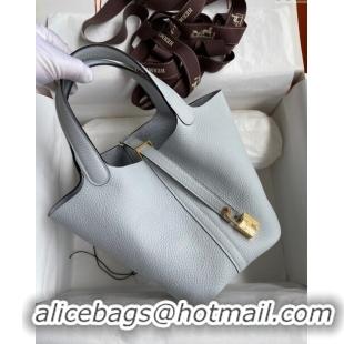 Free Shipping Hermes Picotin Lock Bag 18cm/22cm in Taurillon Clemence Leather H0701 Grail Blue/Gold (Full Handmade)