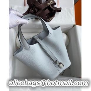 Buy Cheap Hermes Picotin Lock Bag 18cm/22cm in Taurillon Clemence Leather H0701 Grail Blue/Silver (Full Handmade)