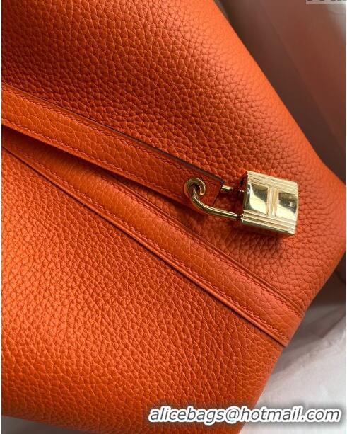 Good Taste Hermes Picotin Lock Bag 18cm/22cm in Taurillon Clemence Leather H0701 Orange/Gold (Full Handmade)