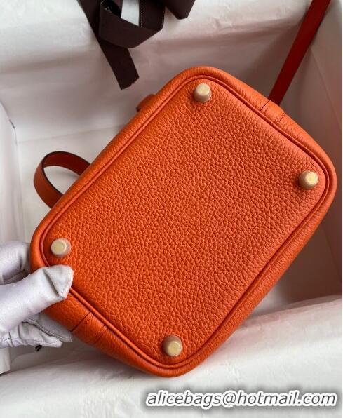 Good Taste Hermes Picotin Lock Bag 18cm/22cm in Taurillon Clemence Leather H0701 Orange/Gold (Full Handmade)