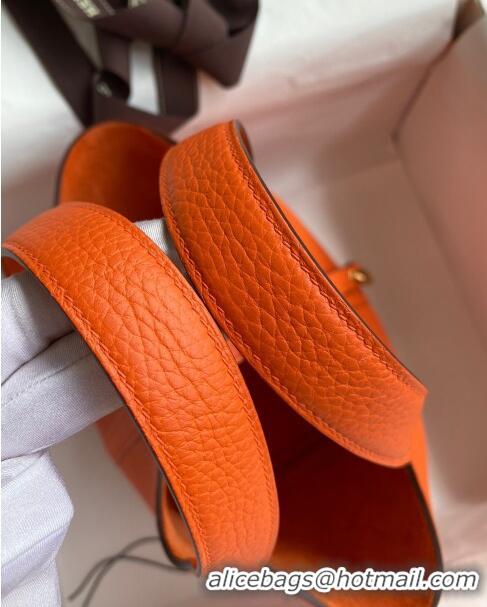 Good Taste Hermes Picotin Lock Bag 18cm/22cm in Taurillon Clemence Leather H0701 Orange/Gold (Full Handmade)