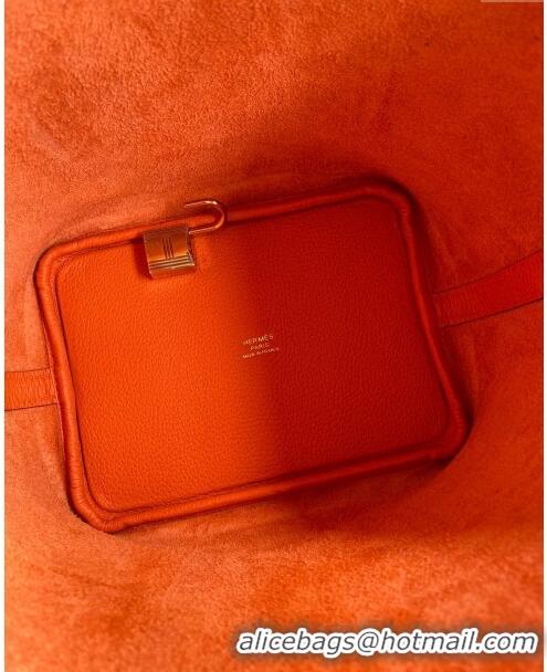 Good Taste Hermes Picotin Lock Bag 18cm/22cm in Taurillon Clemence Leather H0701 Orange/Gold (Full Handmade)