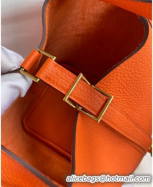 Good Taste Hermes Picotin Lock Bag 18cm/22cm in Taurillon Clemence Leather H0701 Orange/Gold (Full Handmade)