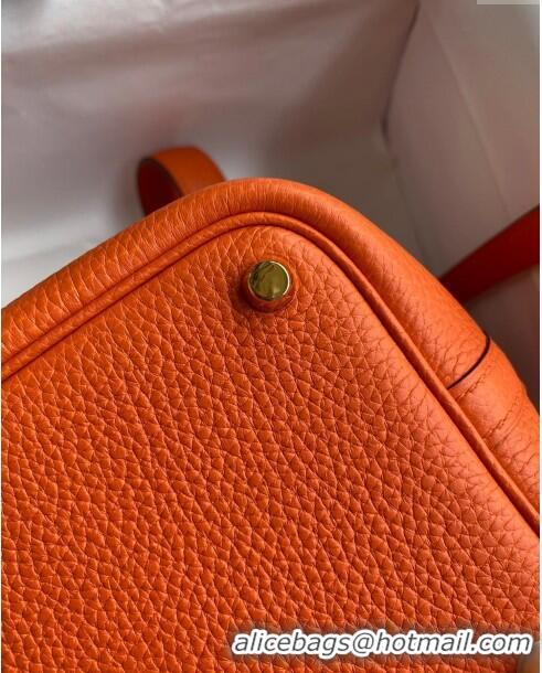 Good Taste Hermes Picotin Lock Bag 18cm/22cm in Taurillon Clemence Leather H0701 Orange/Gold (Full Handmade)