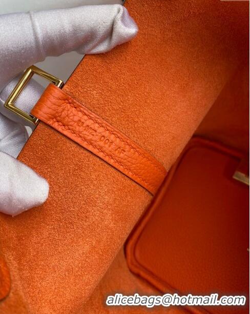 Good Taste Hermes Picotin Lock Bag 18cm/22cm in Taurillon Clemence Leather H0701 Orange/Gold (Full Handmade)