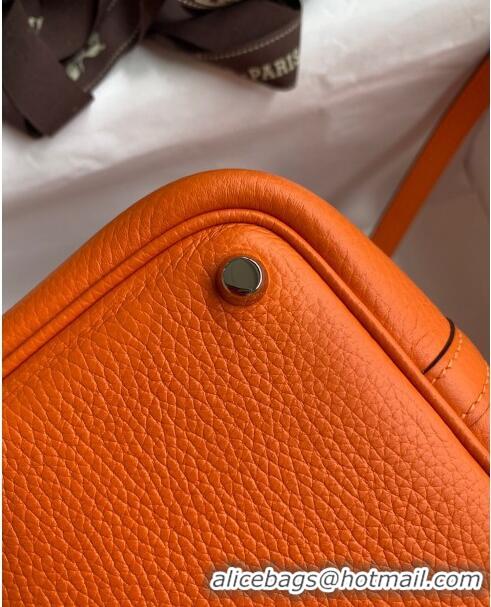 Best Design Hermes Picotin Lock Bag 18cm/22cm in Taurillon Clemence Leather H0701 Orange/Silver (Full Handmade)