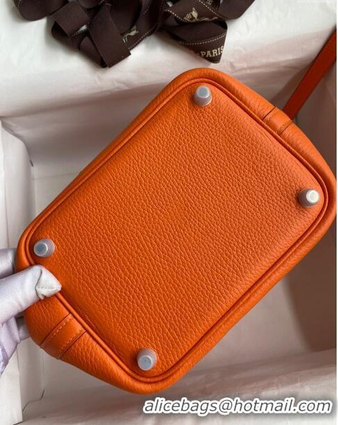 Best Design Hermes Picotin Lock Bag 18cm/22cm in Taurillon Clemence Leather H0701 Orange/Silver (Full Handmade)