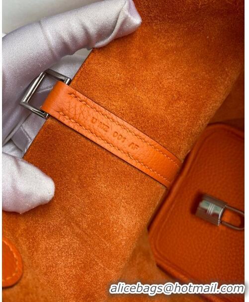 Best Design Hermes Picotin Lock Bag 18cm/22cm in Taurillon Clemence Leather H0701 Orange/Silver (Full Handmade)