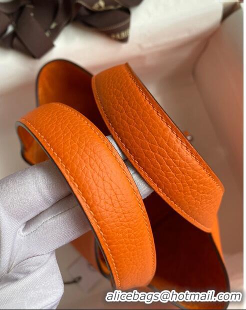 Best Design Hermes Picotin Lock Bag 18cm/22cm in Taurillon Clemence Leather H0701 Orange/Silver (Full Handmade)