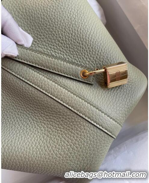 Cheapest Hermes Picotin Lock Bag 18cm/22cm in Taurillon Clemence Leather H0701 Sage Green/Gold (Full Handmade)