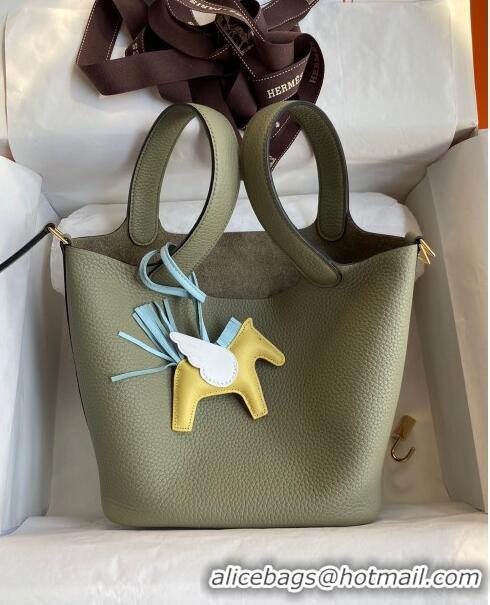 Cheapest Hermes Picotin Lock Bag 18cm/22cm in Taurillon Clemence Leather H0701 Sage Green/Gold (Full Handmade)