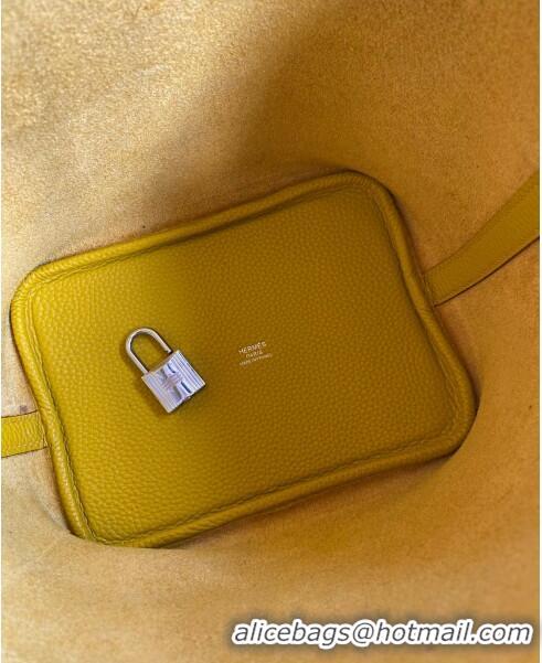 Top Quality Hermes Picotin Lock Bag 18cm/22cm in Taurillon Clemence Leather H0701 Yellow/Silver (Full Handmade)