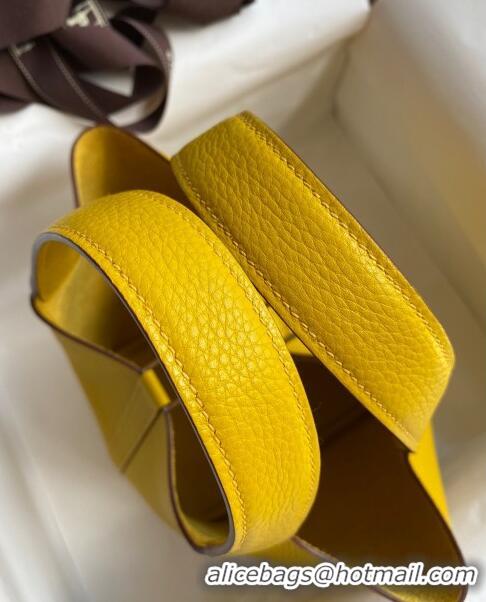 Top Quality Hermes Picotin Lock Bag 18cm/22cm in Taurillon Clemence Leather H0701 Yellow/Silver (Full Handmade)