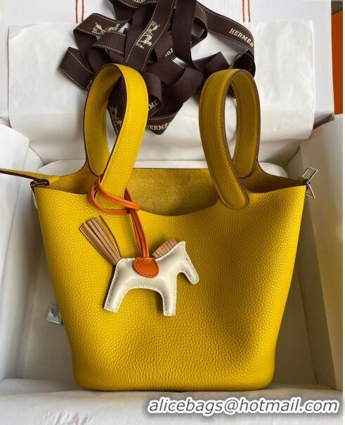 Top Quality Hermes Picotin Lock Bag 18cm/22cm in Taurillon Clemence Leather H0701 Yellow/Silver (Full Handmade)