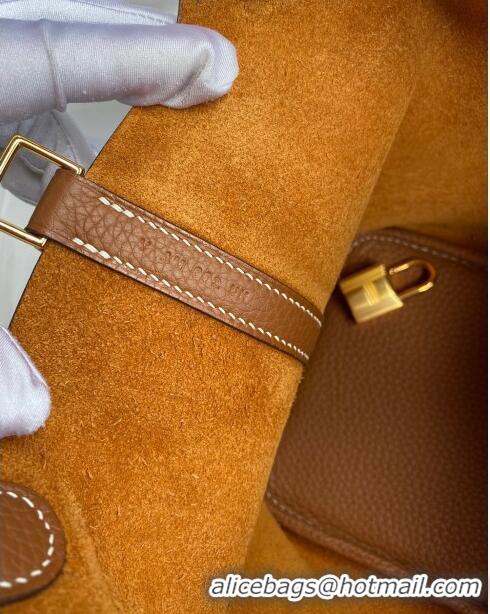 Shop Grade Hermes Picotin Lock Bag 18cm/22cm in Taurillon Clemence Leather H0701 Brown/Gold (Full Handmade)