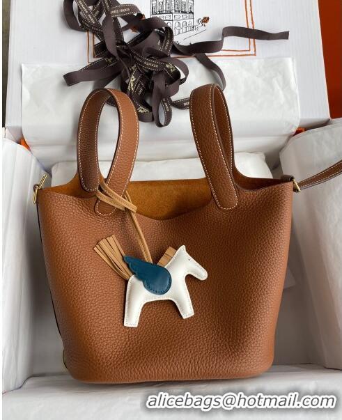 Shop Grade Hermes Picotin Lock Bag 18cm/22cm in Taurillon Clemence Leather H0701 Brown/Gold (Full Handmade)