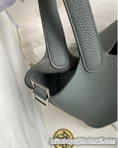 Well Crafted Hermes Picotin Lock Bag 18cm/22cm in Taurillon Clemence Leather H0701 Almond Green/Silver (Full Handmade)