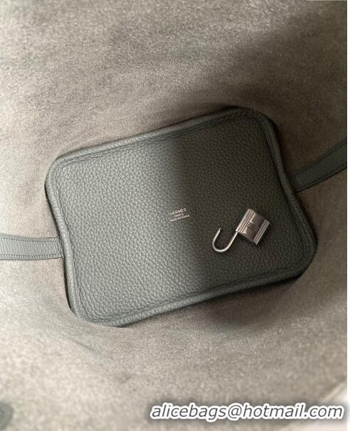 Well Crafted Hermes Picotin Lock Bag 18cm/22cm in Taurillon Clemence Leather H0701 Almond Green/Silver (Full Handmade)