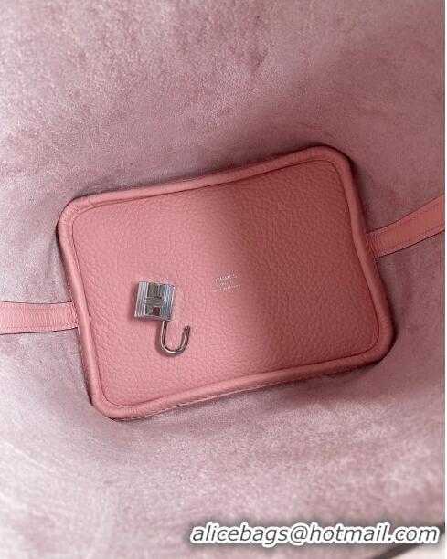 Luxurious Hermes Picotin Lock Bag 18cm/22cm in Taurillon Clemence Leather H0701 3Q Pink/Silver (Full Handmade)