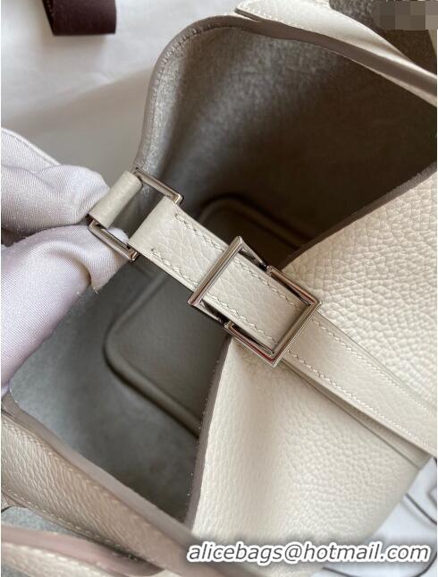 Best Grade Hermes Picotin Lock Bag 18cm/22cm in Taurillon Clemence Leather H0701 Milk Shake White/Silver (Full Handmade)