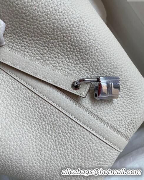 Best Grade Hermes Picotin Lock Bag 18cm/22cm in Taurillon Clemence Leather H0701 Milk Shake White/Silver (Full Handmade)