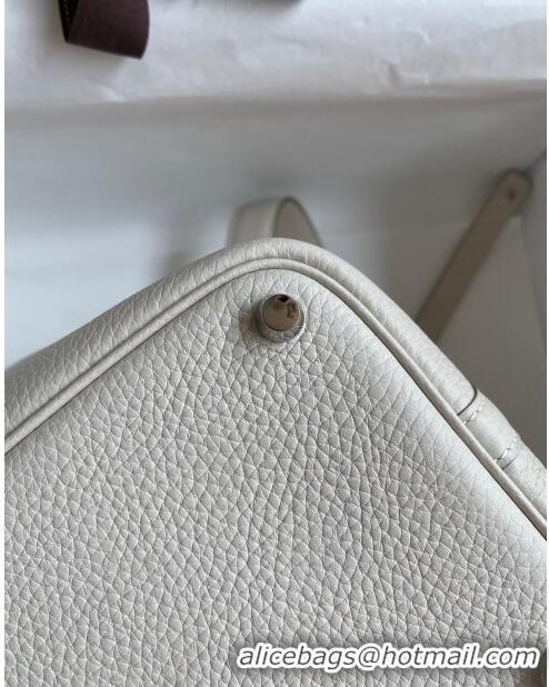 Best Grade Hermes Picotin Lock Bag 18cm/22cm in Taurillon Clemence Leather H0701 Milk Shake White/Silver (Full Handmade)