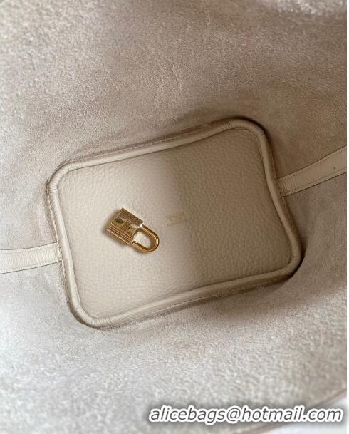 Discount Hermes Picotin Lock Bag 18cm/22cm in Taurillon Clemence Leather H0701 Milk Shake White/Gold (Full Handmade)