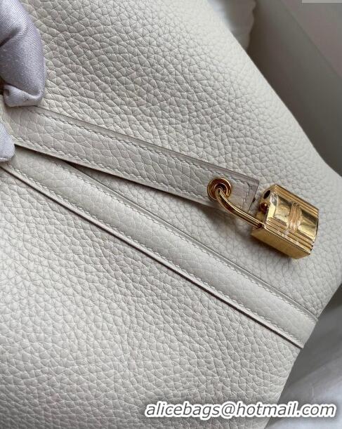 Discount Hermes Picotin Lock Bag 18cm/22cm in Taurillon Clemence Leather H0701 Milk Shake White/Gold (Full Handmade)