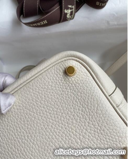 Discount Hermes Picotin Lock Bag 18cm/22cm in Taurillon Clemence Leather H0701 Milk Shake White/Gold (Full Handmade)