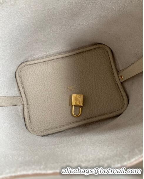 Top Quality Hermes Picotin Lock Bag 18cm/22cm in Taurillon Clemence Leather H0701 Glacier White/Gold (Full Handmade)