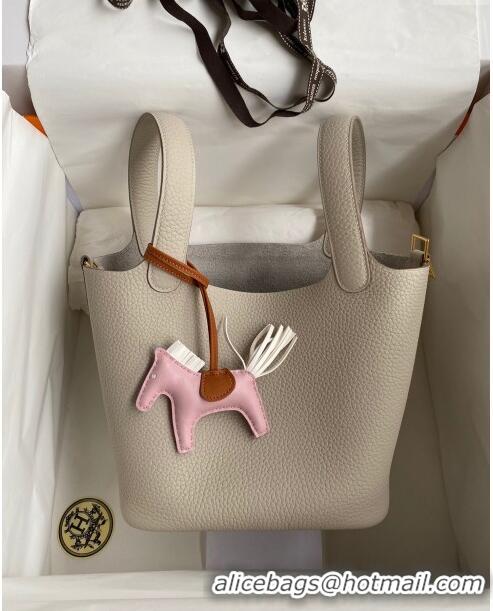 Top Quality Hermes Picotin Lock Bag 18cm/22cm in Taurillon Clemence Leather H0701 Glacier White/Gold (Full Handmade)