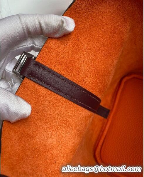 New Fashion Hermes Picotin Lock Bag 18cm/22cm in Taurillon Clemence Leather and Swift Leather H0710 Orange/Burgundy/Silv