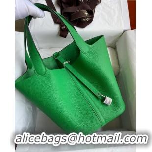 Cheap Design Hermes Picotin Lock Bag 18cm/22cm in Taurillon Clemence Leather H0701 Bamboo Green/Silver (Full Handmade)