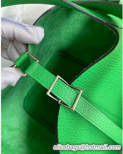 Cheap Design Hermes Picotin Lock Bag 18cm/22cm in Taurillon Clemence Leather H0701 Bamboo Green/Silver (Full Handmade)